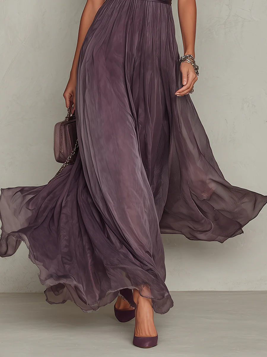 Ashley | Abito lungo in chiffon, elegante e vintage